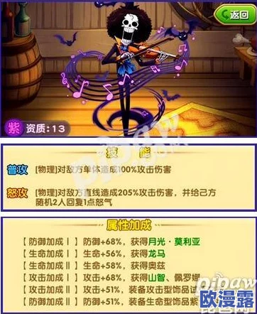 航海王强者之路：布鲁克全面解析，突破橙卡技能与属性介绍